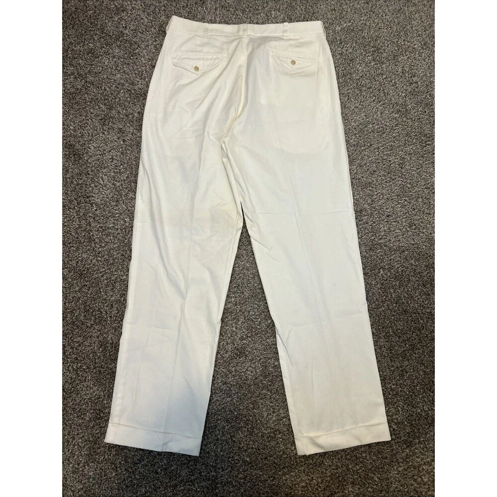 Vintage Polo Ralph Lauren Hammond Pleated Pants 34x32 White Straight Leg NWT 90s